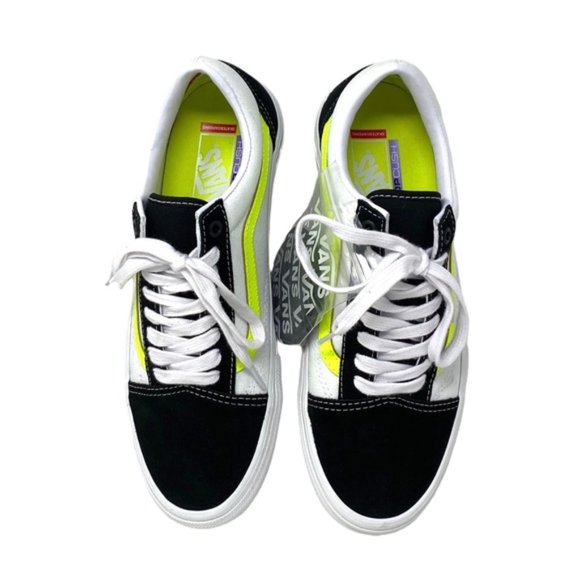 VANS Old Skool Skate Neon Sneakers Canvas Suede Black Women's Shoes VN0A5FCB6M5 - Picture 5 of 9